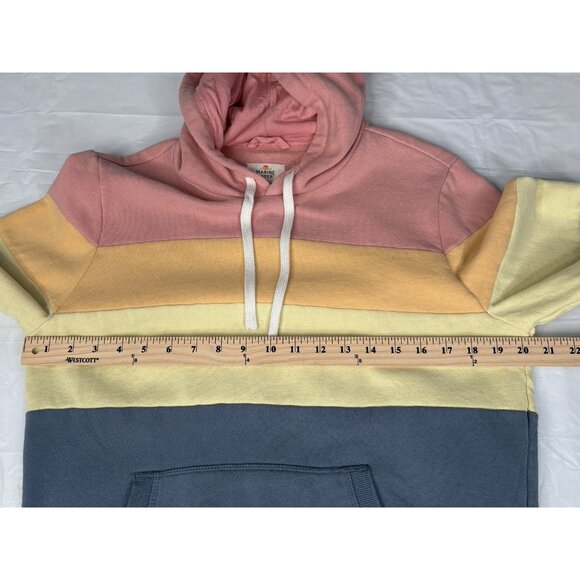 Marine Layer Archive Colorblock Hoodie Men’s Small Blue Yellow Pink Pullover - Picture 13 of 16